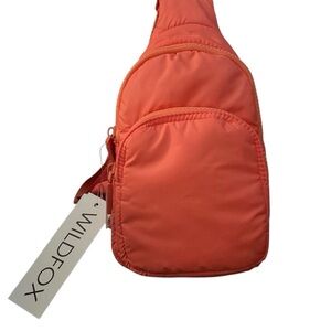 WF6. Wildfox Peach Sling Bag - Double Pocket - NWT $78 Retail